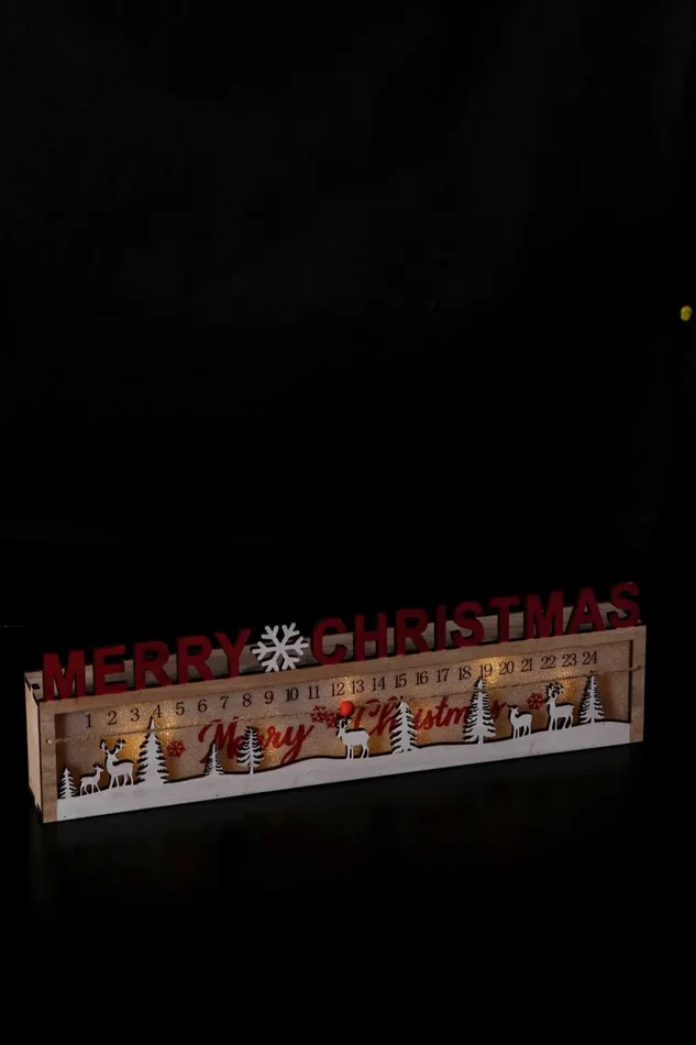 Regalo Italiano Calendario Avvento Natale Merry Christmas Ass. 8 Led 40 x 5 x 12 Cm Rosso 1 Pz - immagine 3