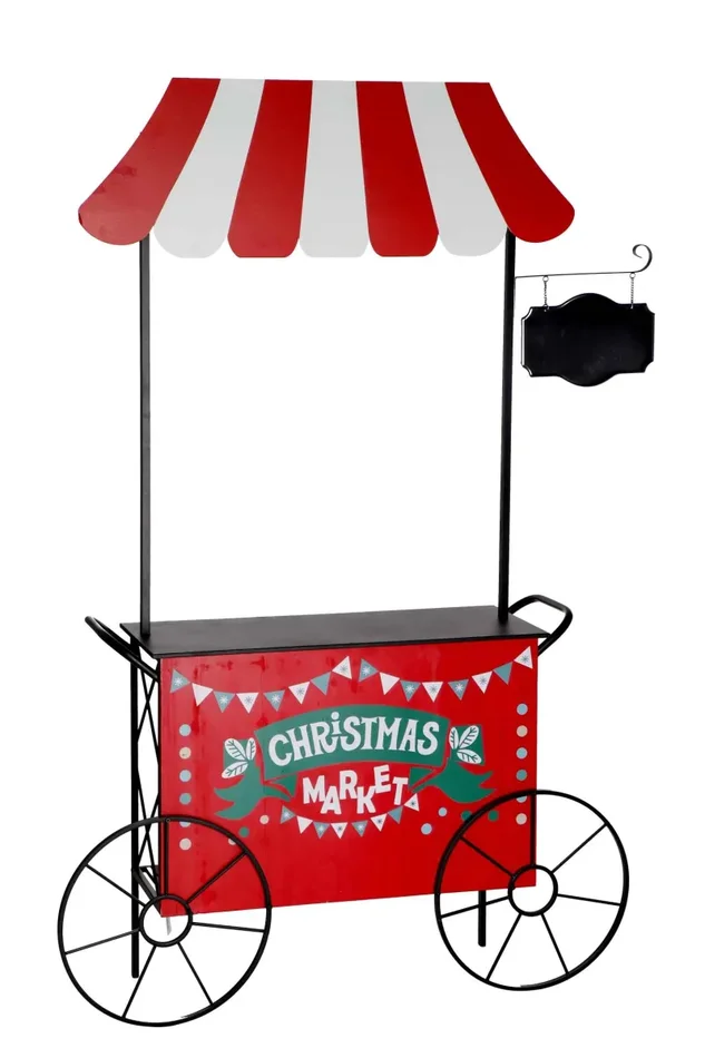 Regalo Italiano Carretto di Natale 149 x 39 Cm H 213 Cm in Ferro Rosso