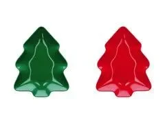 Regalo Italiano Ciotola in Melamina Forma Albero Natale Ass. 18,5 x 24 H 2,5 Cm Rosso Verde 1 Pz