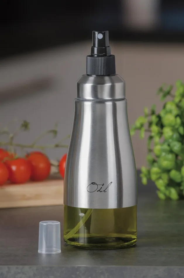 Regalo Italiano Dosatore Spray Olio / Aceto 320 Ml D 7 Cm H 20,5 Cm Vetro Acciaio Sconti