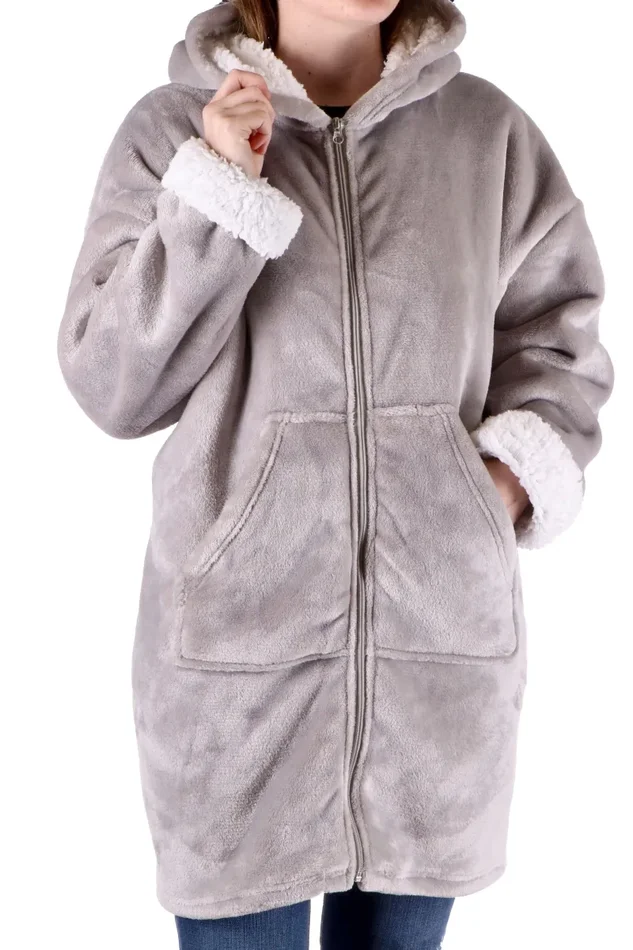 Regalo Italiano Felpa Natale Plaid Flanella Sherpa Ass. Bianco Grigio Marrone 1 Pz Saldi - immagine 2