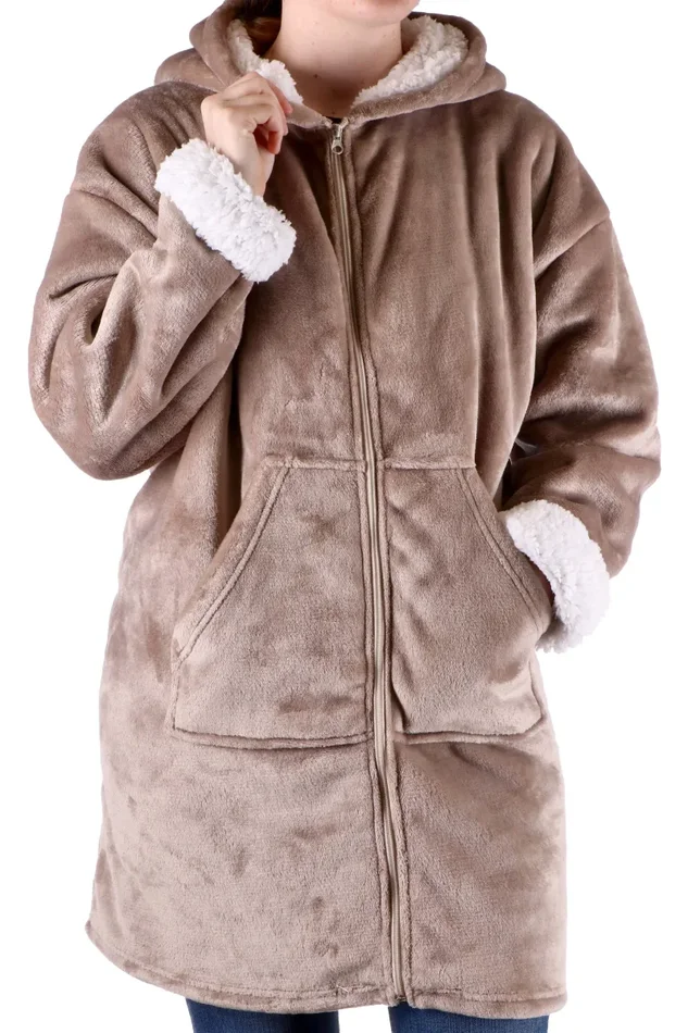 Regalo Italiano Felpa Natale Plaid Flanella Sherpa Ass. Bianco Grigio Marrone 1 Pz Saldi - immagine 3