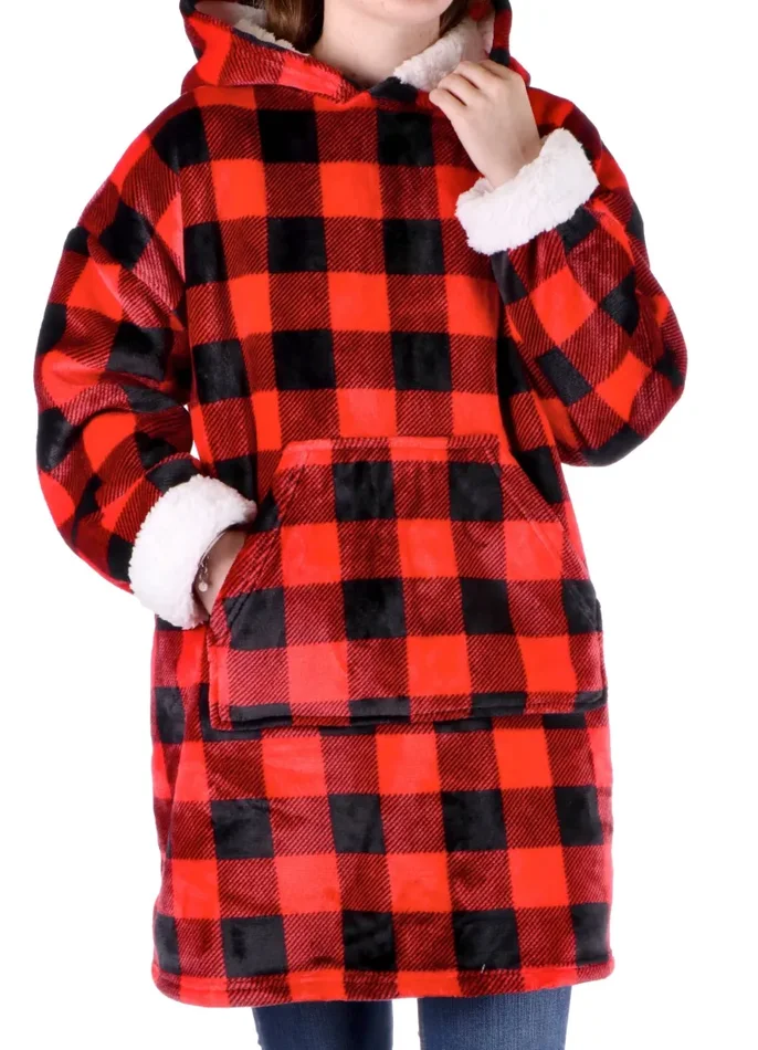 Regalo Italiano Felpa Natale Plaid Flanella Sherpa Ass. Bianco Rosso 1 Pz