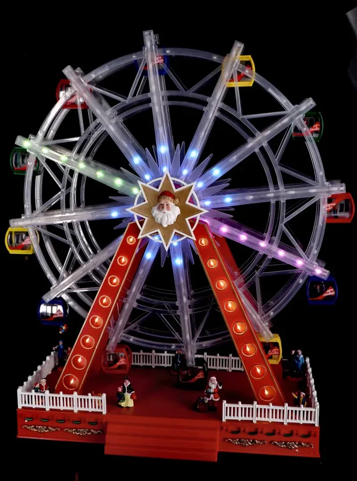 Regalo Italiano Giostra Natale con 100 Led 57 x 25 Cm H 64 Cm Rosso