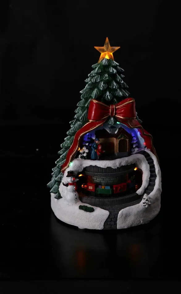 Regalo Italiano Paesino Invernale Natale con 11 Led 21 x 20 Cm H 30,5 Cm Multicolor Sconti
