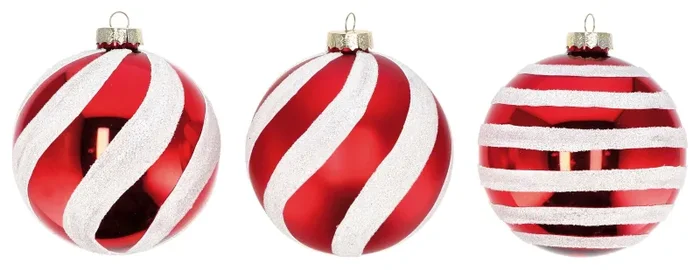 Regalo Italiano Pallina Natale D 12 Cm Vetro Ass. Bianco Rosso 1 Pz