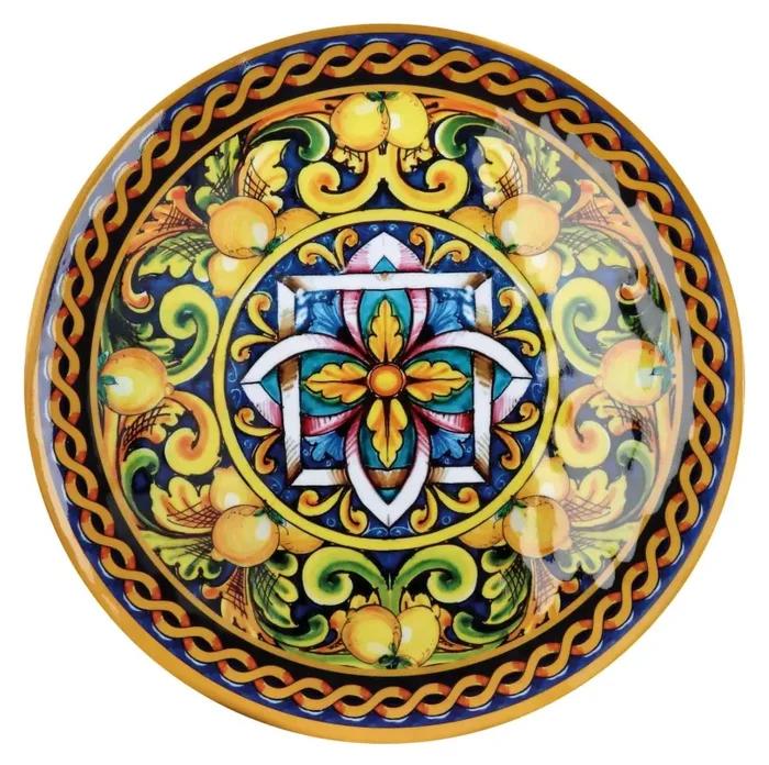 Regalo Italiano Piatto Frutta Melamina Lemon D 22 Cm H 2 Cm Giallo