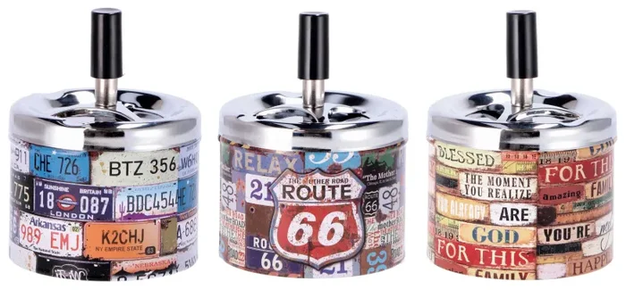 Regalo Italiano Posacenere a Molla Ass. 3 Decori D 9 Cm H 13 Cm Multicolor 1 Pz