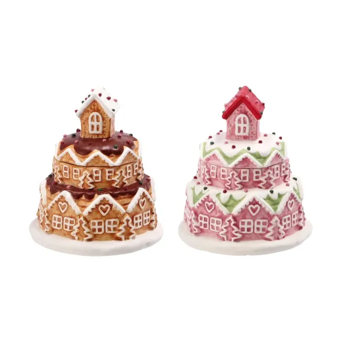 Regalo Italiano Scatola Natale D 11 Cm H 13 Cm Ceramica Ass. Rosa o Nocciola 1 Pz