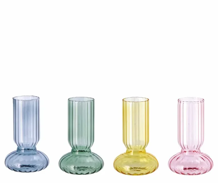 Regalo Italiano Vaso in Vetro Ass. D 10 Cm H 16 Cm Rosa Giallo Verde Blu 1 Pz