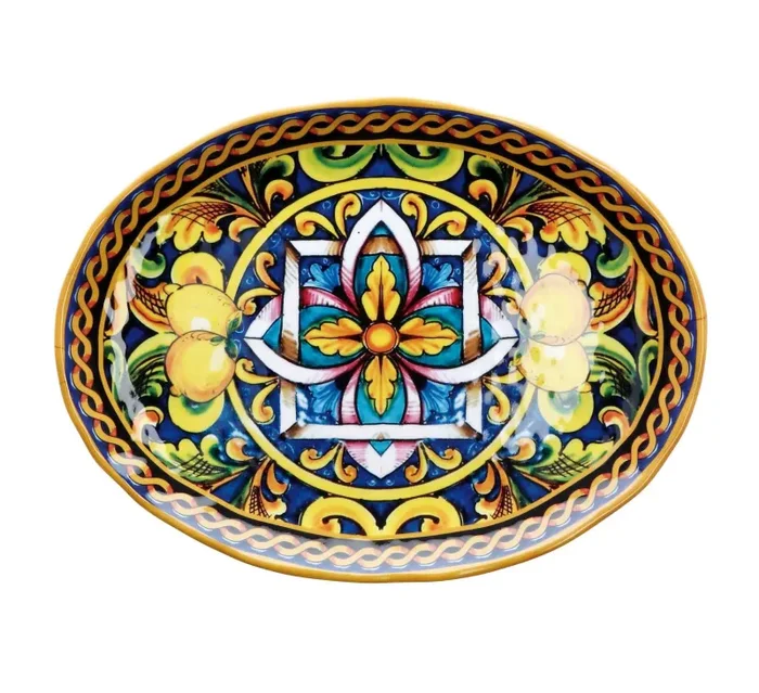 Regalo Italiano Vassoio Ovale Melamina Lemon 40 x 30 Cm H 3 Cm Giallo