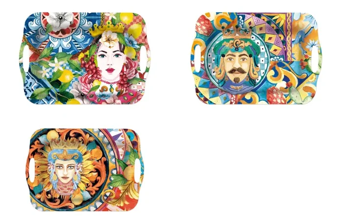 Regalo Italiano Vassoio Rettangolare Melamina Ass. 35,5 x 25,5 Cm Multicolor 1 Pz