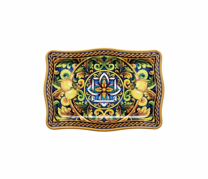 Regalo Italiano Vassoio Rettangolare Melamina Lemon 30 x 21 Cm H 2 Cm Giallo