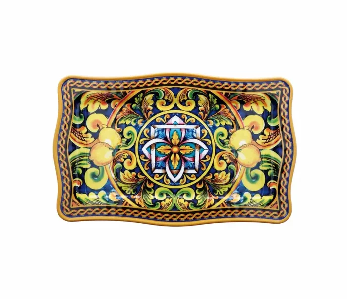 Regalo Italiano Vassoio Rettangolare Melamina Lemon 36 x 23 Cm H 2 Cm Giallo