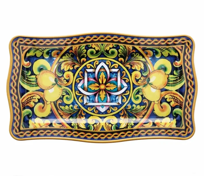 Regalo Italiano Vassoio Rettangolare Melamina Lemon 48 x 28 Cm H 2 Cm Giallo