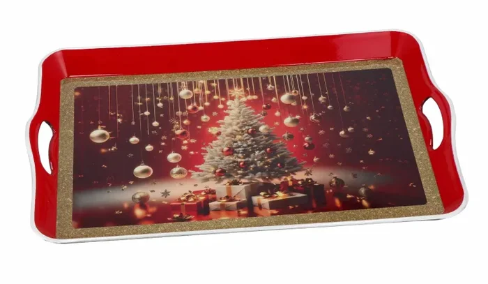 Regalo Italiano Vassoio Rettangolare Natale Plastica 53 x 35 Cm H 5 Cm Ass. Multicolor 1 Pz - immagine 2