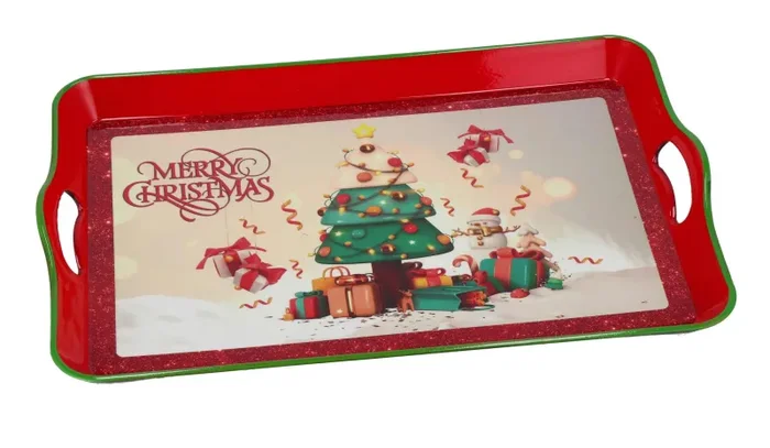 Regalo Italiano Vassoio Rettangolare Natale Plastica 53 x 35 Cm H 5 Cm Ass. Multicolor 1 Pz - immagine 3