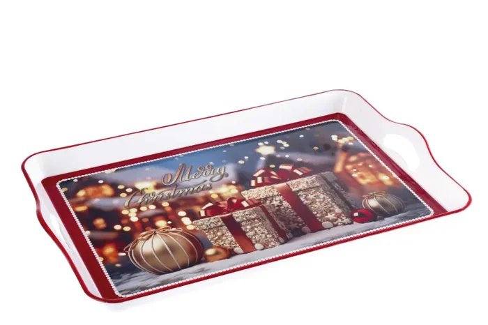 Regalo Italiano Vassoio Rettangolare Natale Plastica 53 x 35 Cm H 5 Cm Ass. Multicolor 1 Pz - immagine 3