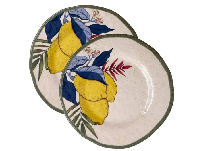 ROSE & TULIPANI Limù Set 2 Piatti Frutta D 21 Cm Agrumi Melamina