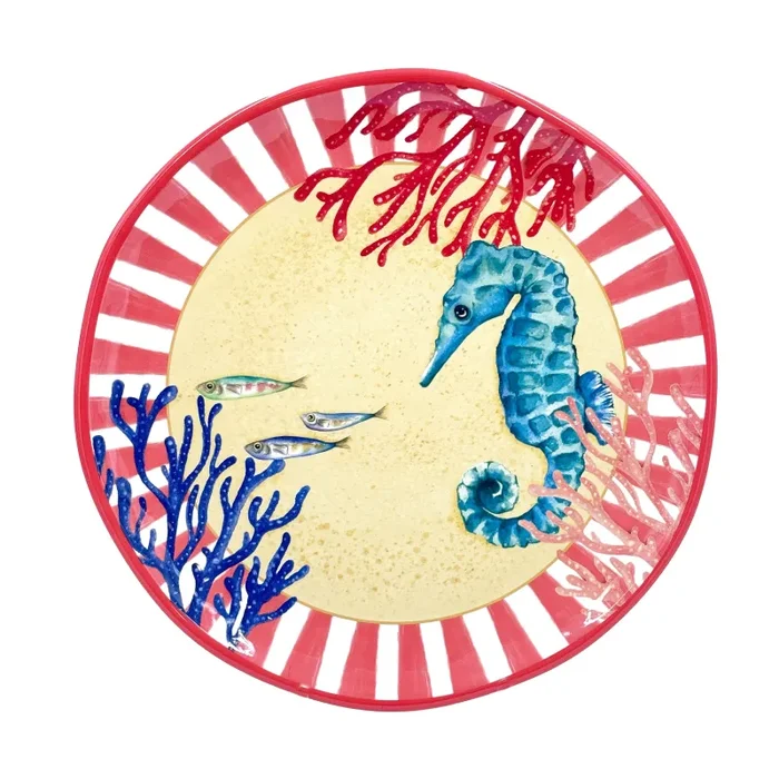 ROSE & TULIPANI Litorale Vassoio Tondo D 32 Cm Ippocampo Melamina