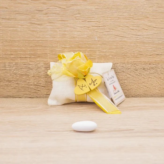 Sacchettino Bustina con Fiore Oro Personalizzato e Sali Profumati Francesi La Vie en Rose