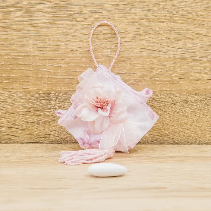 Sacchettino con Fiocchi, Fiore Rosa e Sali Profumati La Vie en Rose Vendita calda