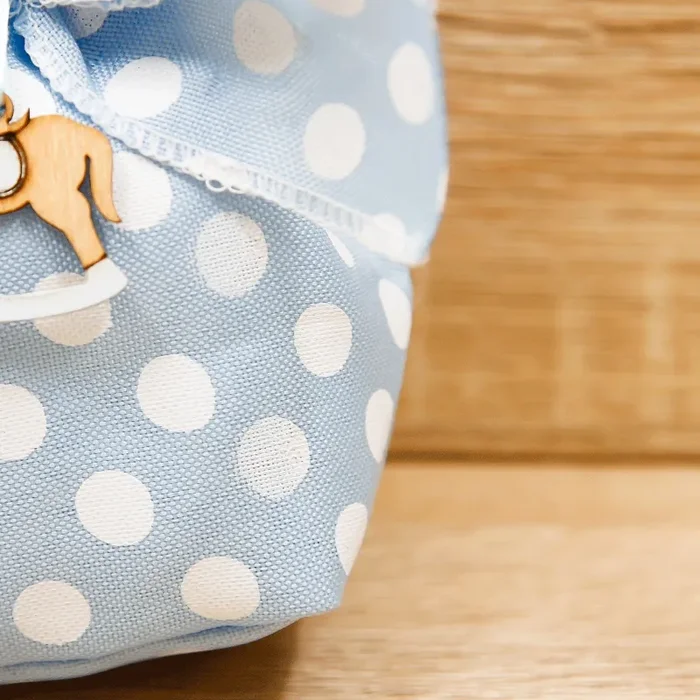 Sacchetto a Pois con Cavallo a Dondolo Celeste Vendita online - immagine 3