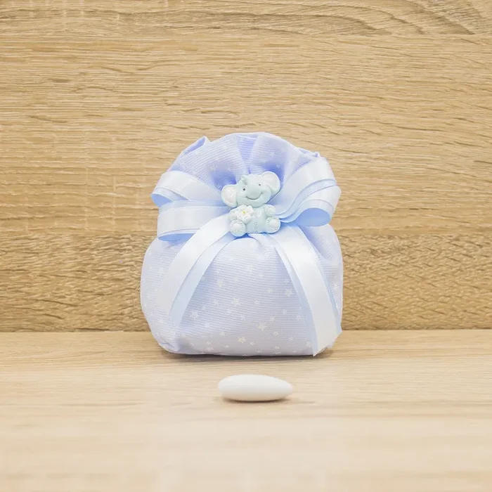 Sacchetto Celeste con Stelle ed Elefante