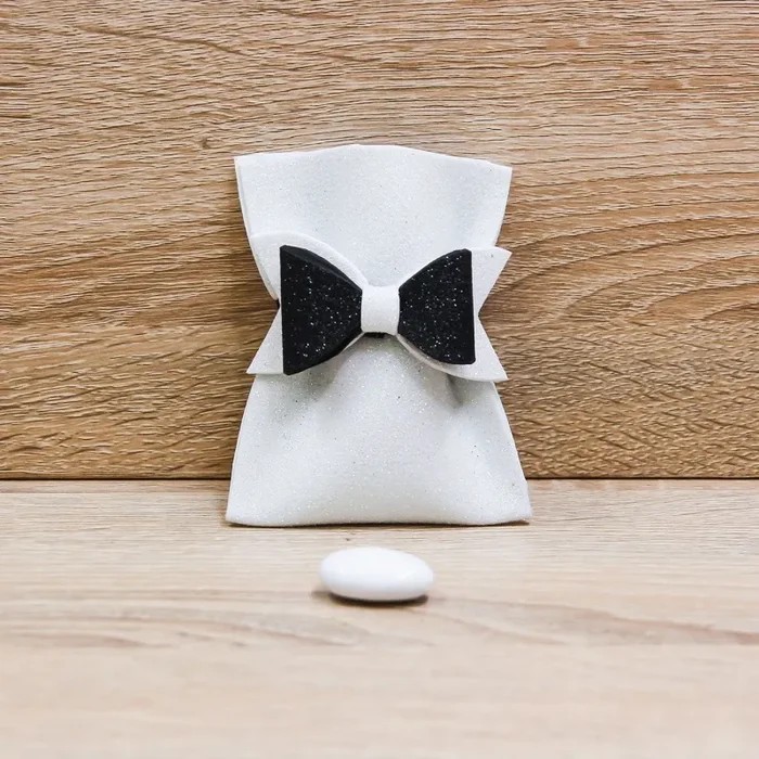 Sacchetto Glitter Bianco con Fiocco Vendita calda online