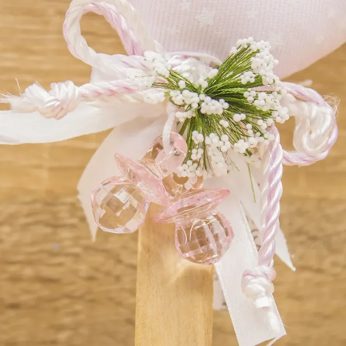 Sacchetto Palloncino Cuore Rosa con Stelle e Ciucci - immagine 3