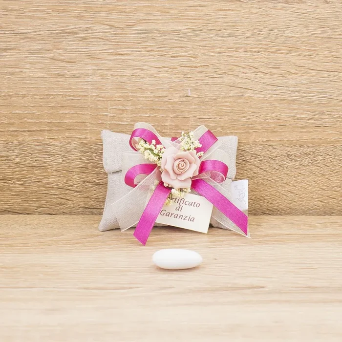 Sacchetto Pochette Piccolo con Rosa e Sali Profumati La Vie en Rose