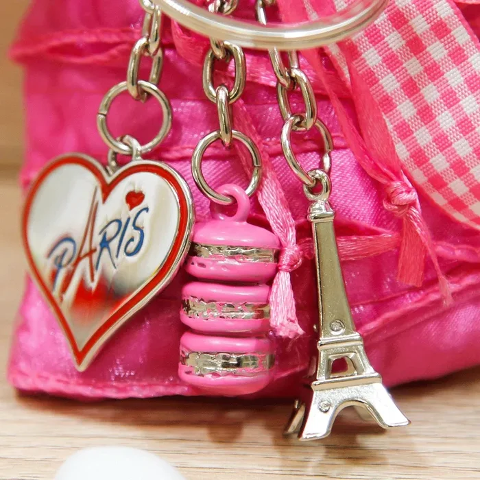 Sacchetto Rosa con Portachiavi PARIS e Macarons Linea Parigi. - immagine 3
