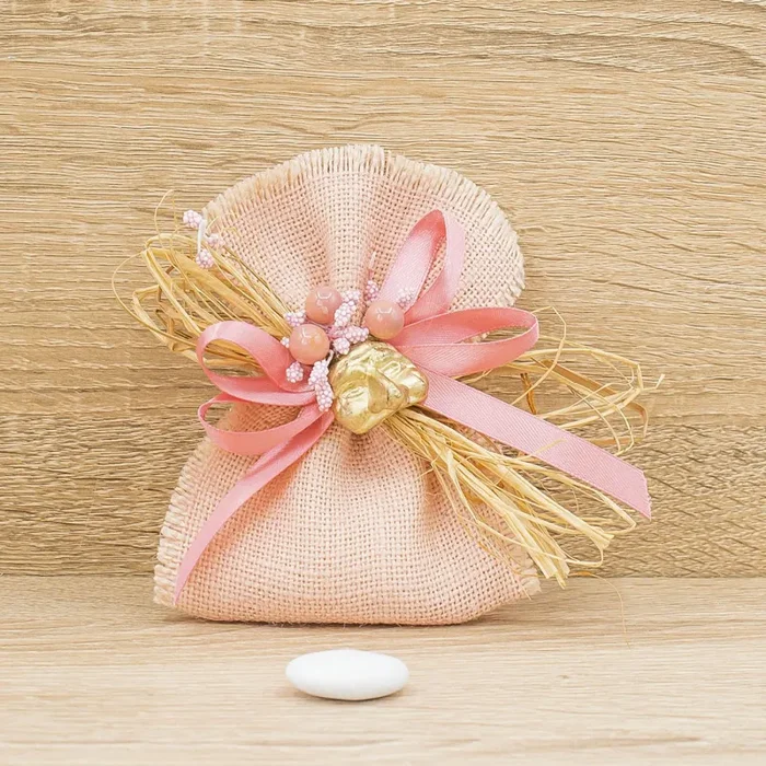 Sacchetto Rosa con Sali Profumati e Maschera Pulcinella Oro Piccola Bella Napoli Online ora