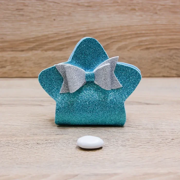 Sacchetto Stella Glitter Celeste In saldo
