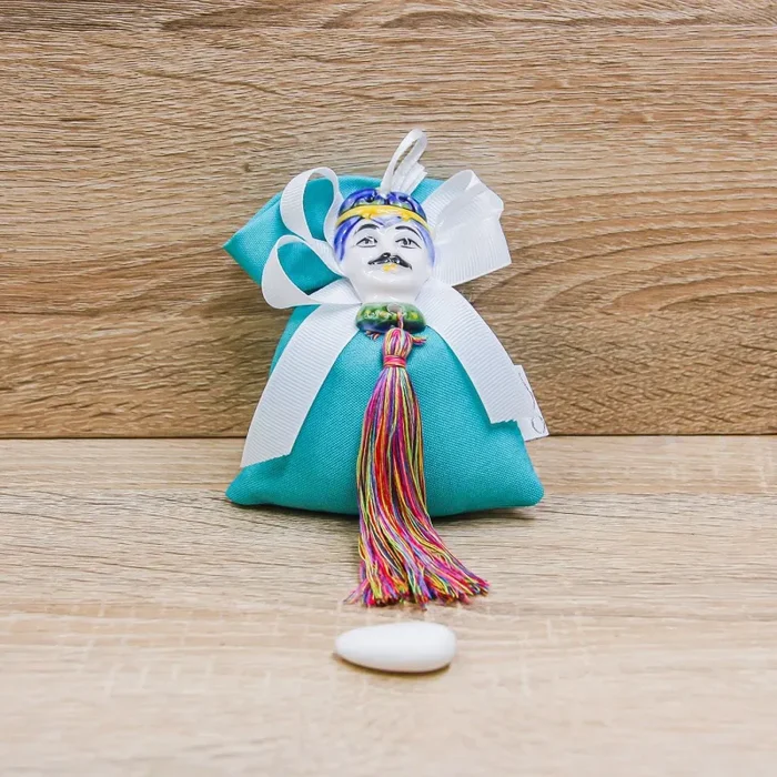 Sacchetto Turchese con Testa Moro Vendita calda