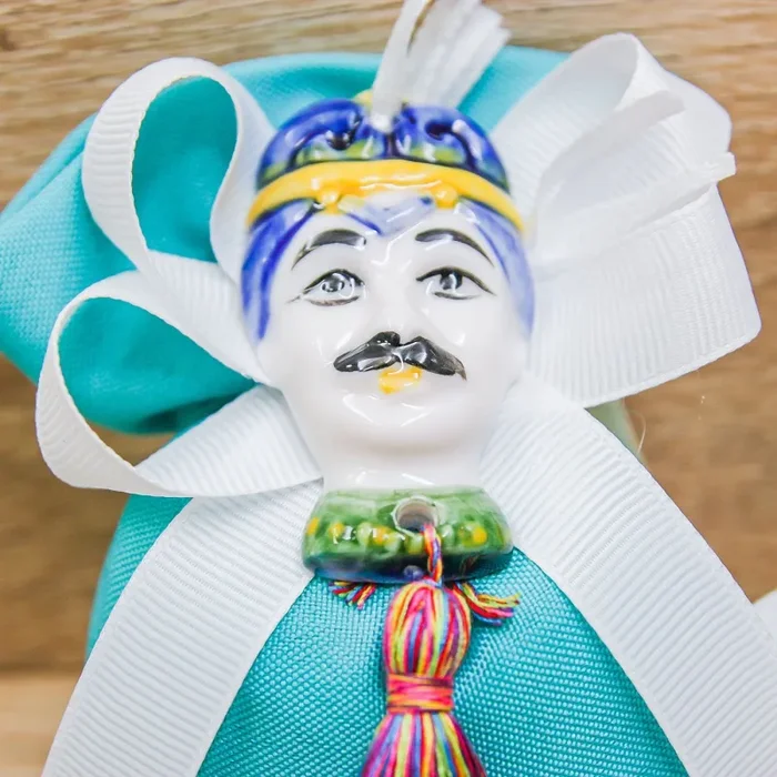 Sacchetto Turchese con Testa Moro Vendita calda - immagine 2