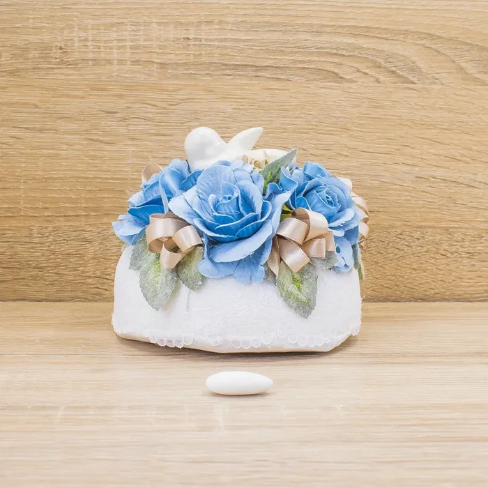 Sacchettone con Angioletto, Fiori Azzurri e Sali Profumati La Vie en Rose Vendita calda online