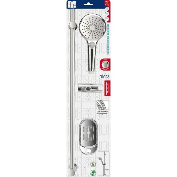 Saliscendi regolabile con doccetta 3 funzioni e portasapone – Hidra - immagine 2