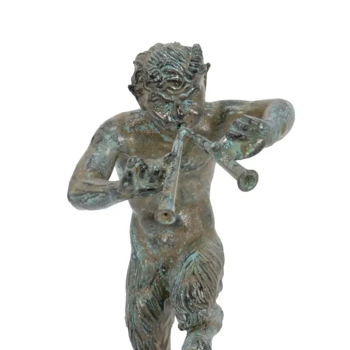 Satiro con Pifferi Statuetta in Bronzo - immagine 2