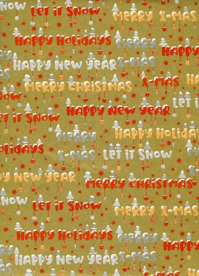 Saul Sadoch Carta Regalo di Natale Ecocarta H 0,70 Mt L 25 Mt Oro XMas