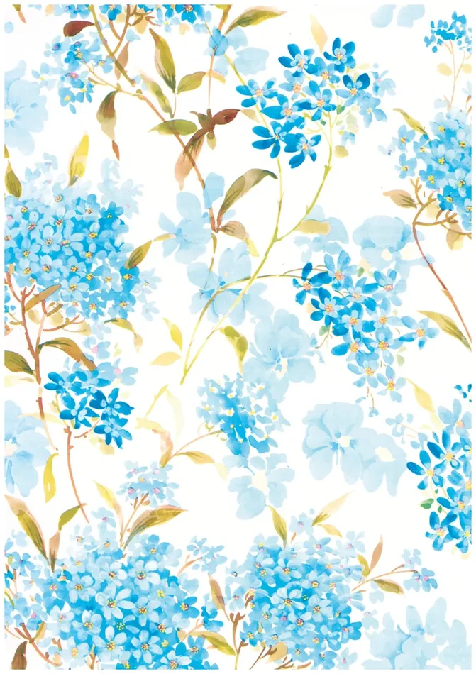 Saul Sadoch Carta Regalo Raso Rotolo H 70 Cm L 25 Mt Fiori Celeste