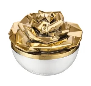 SCATOLA ROSA IN ORO E CON BASE BIANCA IN MARMORINO (diam.16cm)