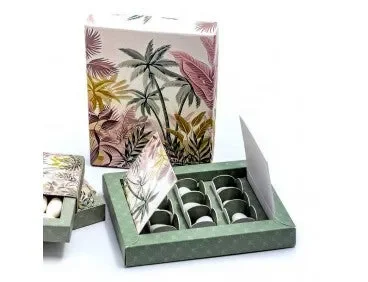 SCATOLINA CON CONFETTI OREFICE IN CARTONCINO LINEA TROPICAL (13x13x2cm)