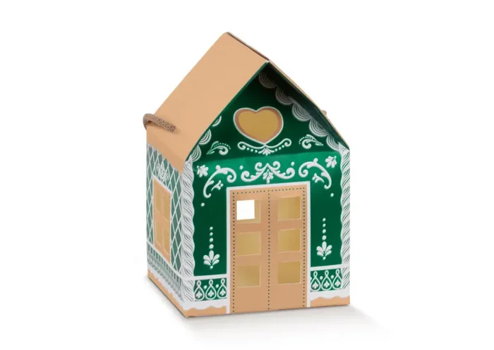 Scotton Casetta con Cordino 120 x 120 x 110 Kraft Green Little House 10 Pz