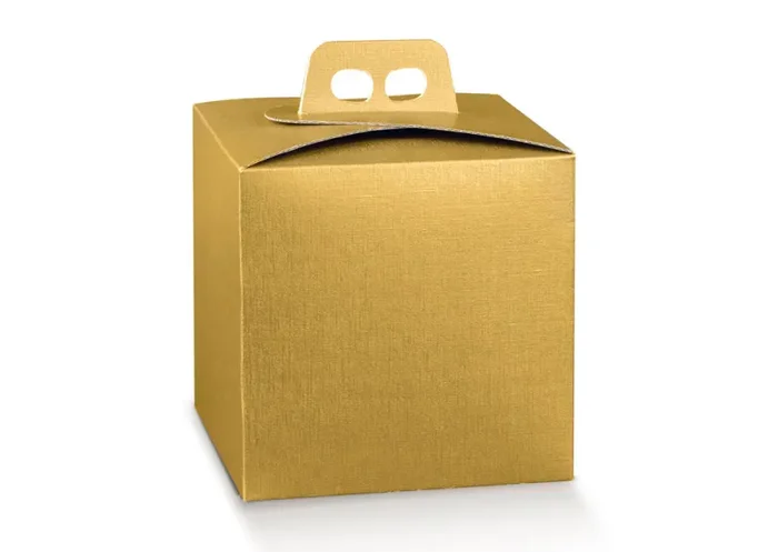 Scotton Quadrella Portapanettone Natale 210 x 210 x 220 Mm Fibra Oro 1 Pz