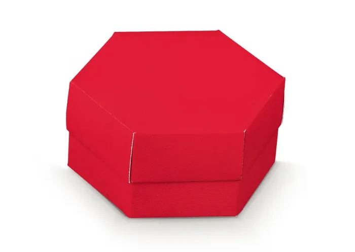 Scotton Scatola Esagono 110 x 60 Mm con Divisore Lino Rosso 10 Pz