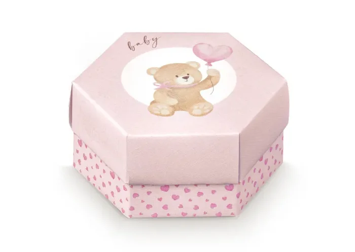 Scotton Scatola Esagono Little Bear 110 x 60 Mm Rosa 10 Pz