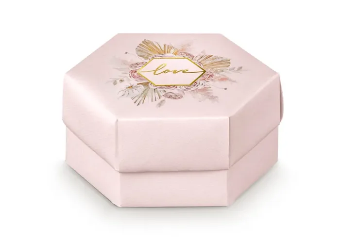 Scotton Scatola Esagono Pampas Love 110 x 60 Mm Rosa 10 Pz