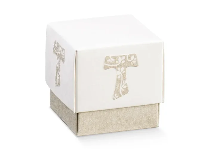 Scotton Scatola Fleur 50 x 50 X 50 Mm Tau Bianco e Tortora 10 Pz