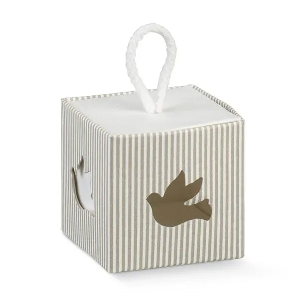 Scotton Scatola In Colomba con Cordino 50 x 50 x 50 Mm Tortora Millerighe 10 Pz